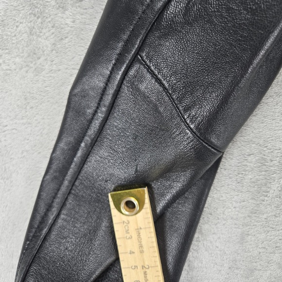 Lauren Ralph Lauren Womens Black Leather Moto Biker Jacket Lined Size Small READ - Picture 9 of 10